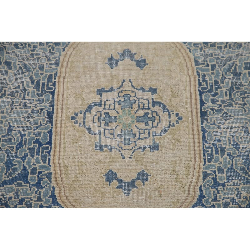 Hand Knotted Oriental 100% Wool Carpet Traditional Medallion Peach Kerman Area Rug - 13' 7'' X 10' 5''