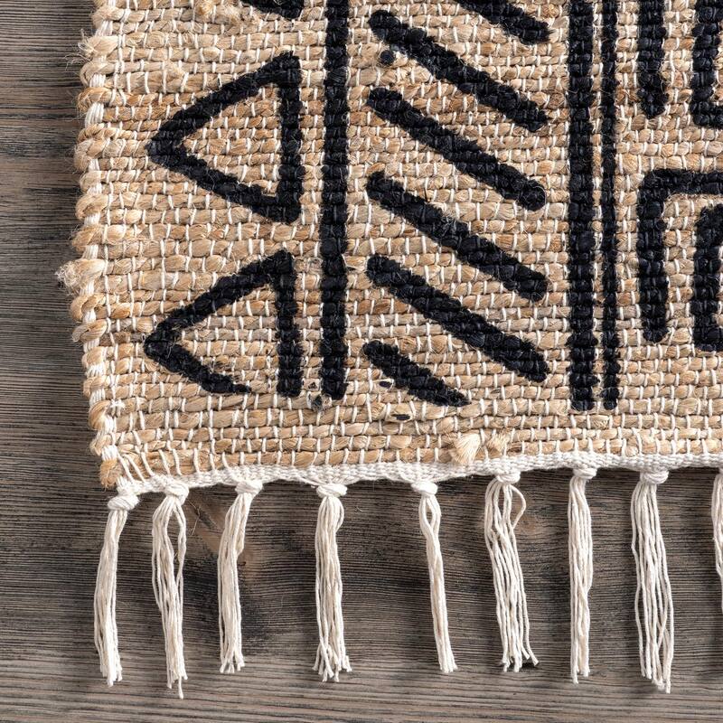 Nuloom Boho Glyphs Ethnic Stripes Jute Area Rug