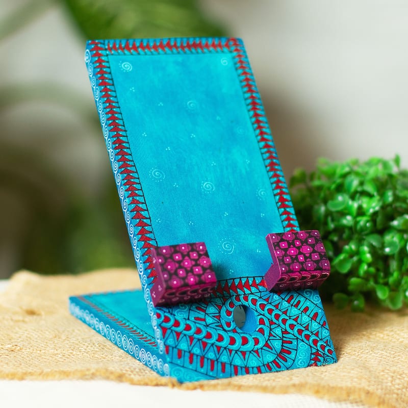 Novica Handmade Hello Oaxaca Wood Phone Holder