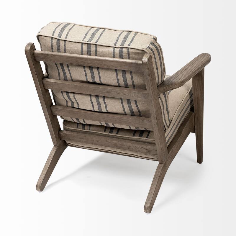 HomeRoots 31" Beige Gray and Brown Fabric Striped Lounge Chair - 31' X '32' X '28
