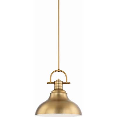 Volume Lighting 1-Light LED Restoration Brass Downrod Pendant l - Restoration Brass