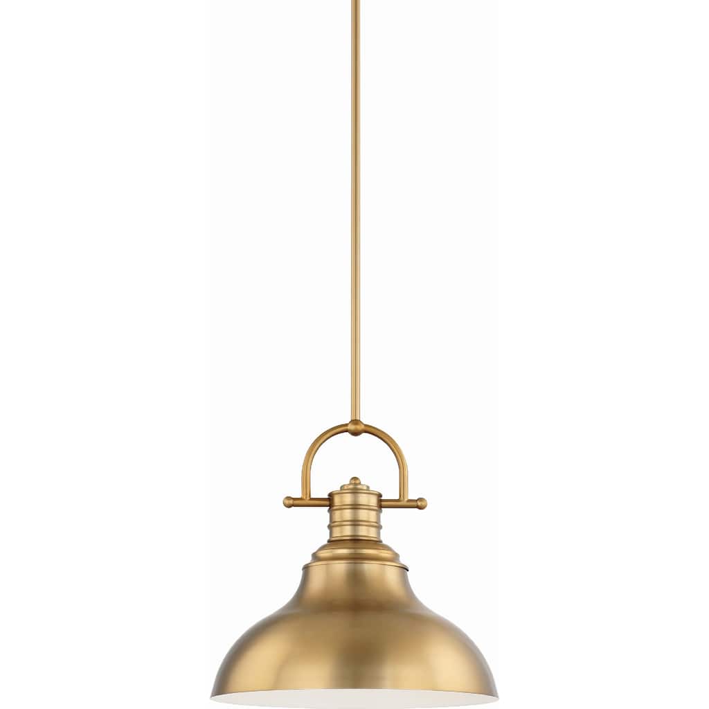 Volume Lighting 1-Light LED Restoration Brass Downrod Pendant l - Restoration Brass