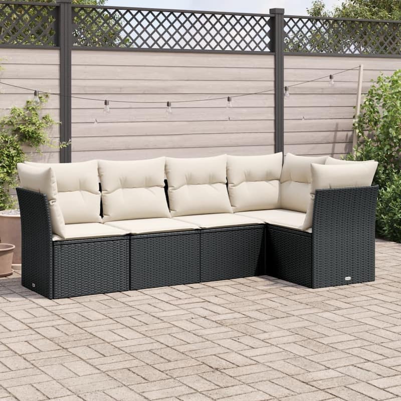 vidaXL Garden Sofa Set Black - 24.4 x 24.4 x 27.2