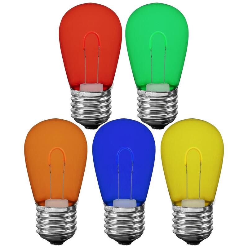 25 Pack LED S14 Outdoor Patio Edison Replacement Bulbs, Multi, E26 Base