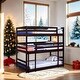 preview thumbnail 9 of 13, Solid Pine Triple Bunk Bed with Sleek Design & Built-In Ladders, White Espresso