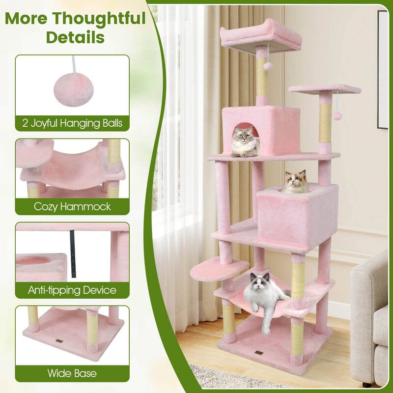 Costway 70” Cat Tree for Indoor Cats with Padded Top Perch, Dual - See Details
