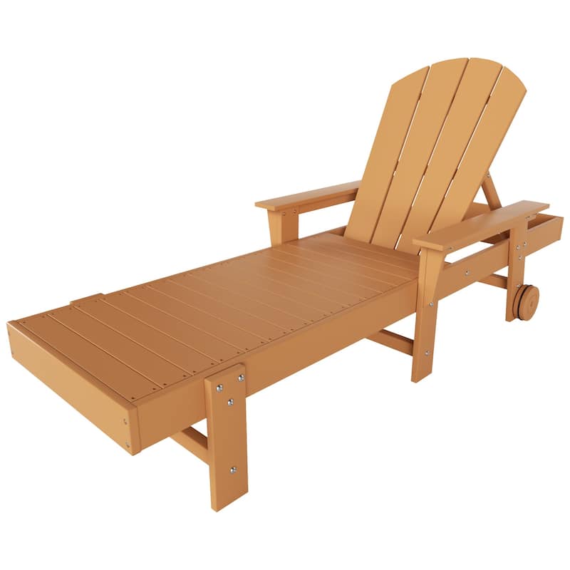 Polytrends Laguna Hdpe All Weather Outdoor Patio Pool Reclining Chaise Lounge With Arms And Wheels