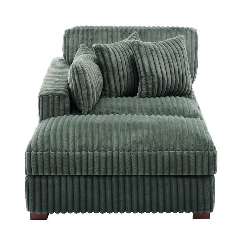 41" W Plush Corduroy Chaise Lounge with Pillows