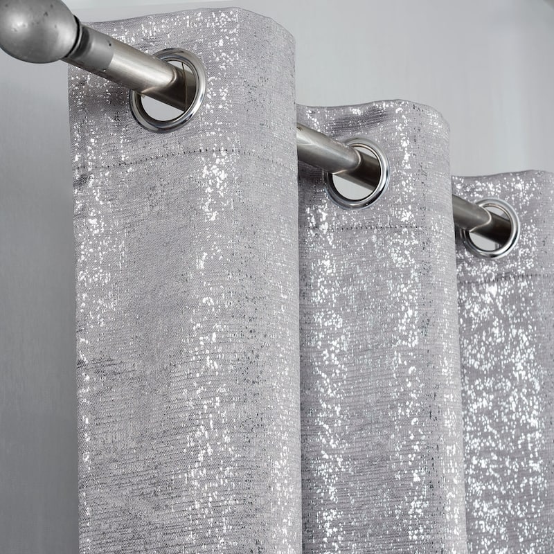 Dainty Home 2 Pack Artisinal 100% Blackout Grommet Curtain Panel Pair with 3D Lurex Texture