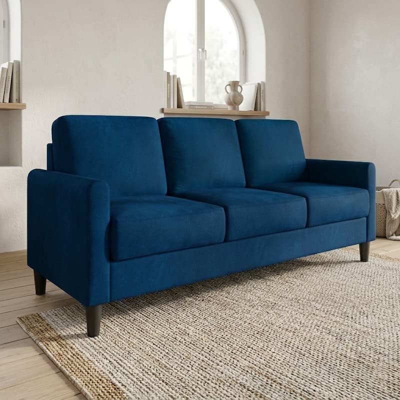 Clayfell Goliad Velvet Arm Sofa with Pocket Spring, Soft Cushions, Clean Lines Design