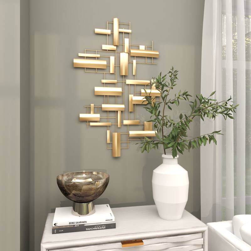 CosmoLiving by Cosmopolitan Gold Metal 3D Stripe Geometric Home Wall Decor