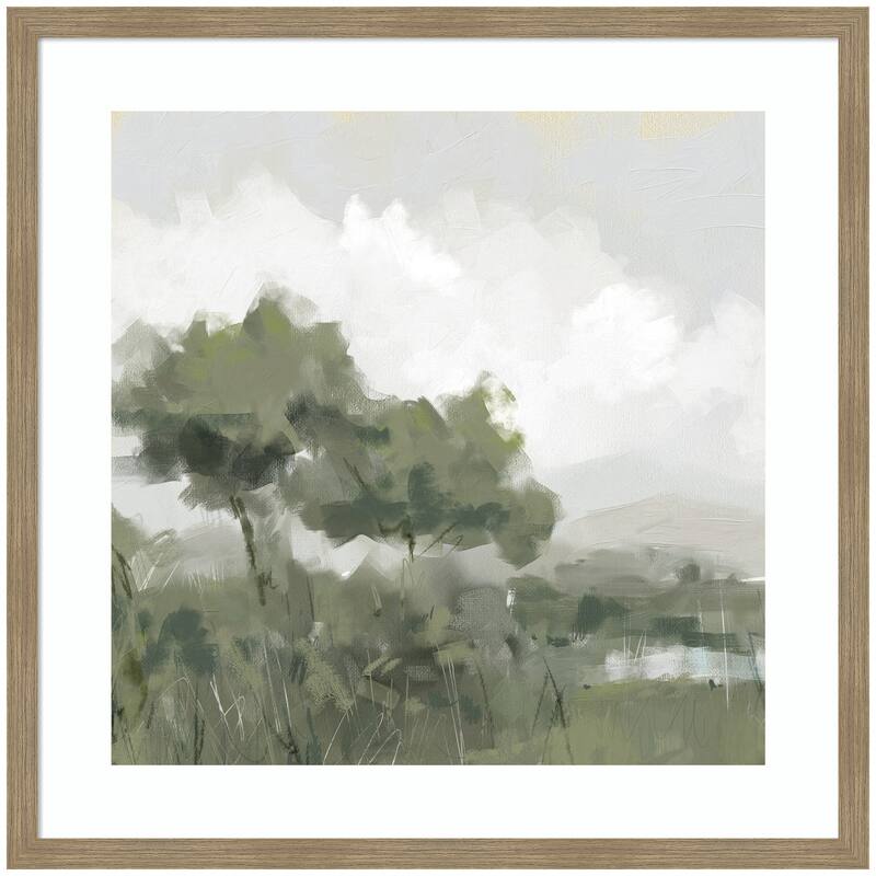 Kate and Laurel Shades of Olive No. 1 by Mary Sparrow Framed Wall Art Print - 34 x 34 - Brown