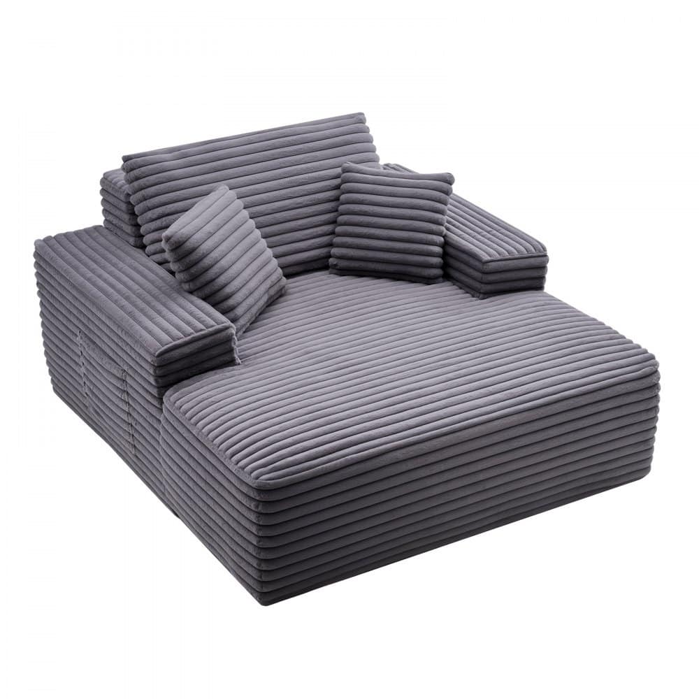 Faux Fur Chaise Lounge with Ergonomic Design, Pocket Springs and Pillows