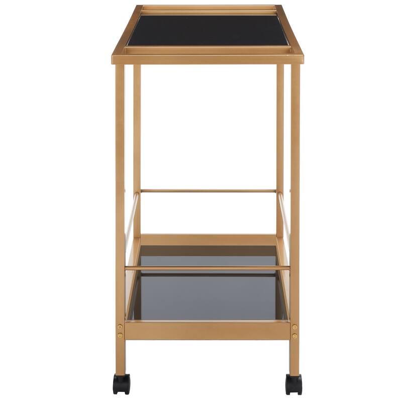 SAFAVIEH Home Collection Gaelle 2 Tier Bar Cart With Handles - 35" L x 16" W x 31" H