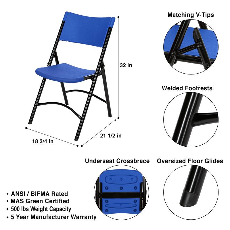 Hampden Furnishings Gwyneth Collection Resin Folding Chair, Pack of 4