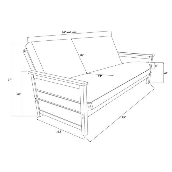 Somette Lexington Fullsize Futon Frame in Weathered Gray Finish