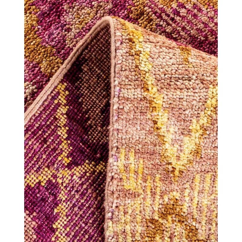 Overton Hand Knotted Wool Vintage Inspired Modern Contemporary Modern Purple Area Rug - 5' 0" x 11' 10"