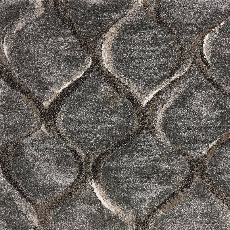 Domani Scene Transitional Charcoal Wave or Brick Area Rug