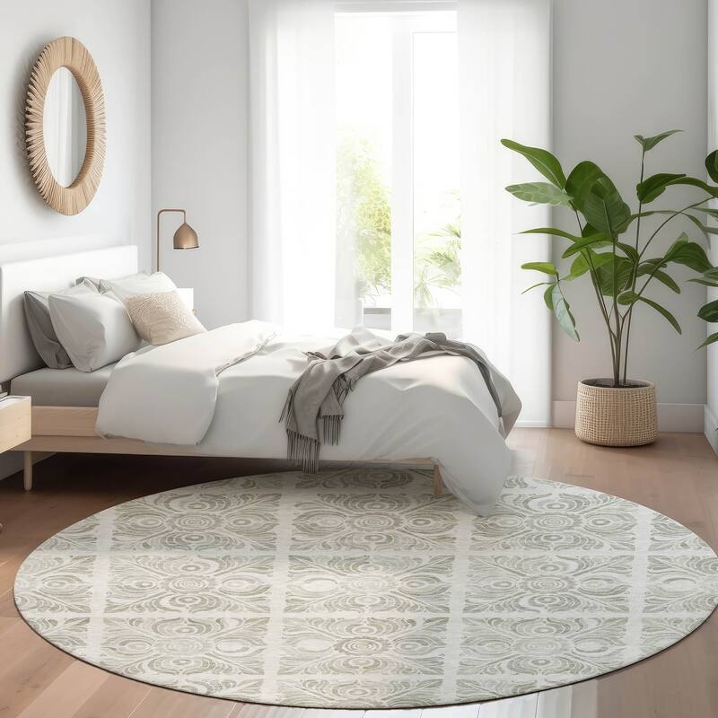 Premium Washable Super Soft Traditional Mosaic Mayfield Rug - Taupe - 8' x 8'