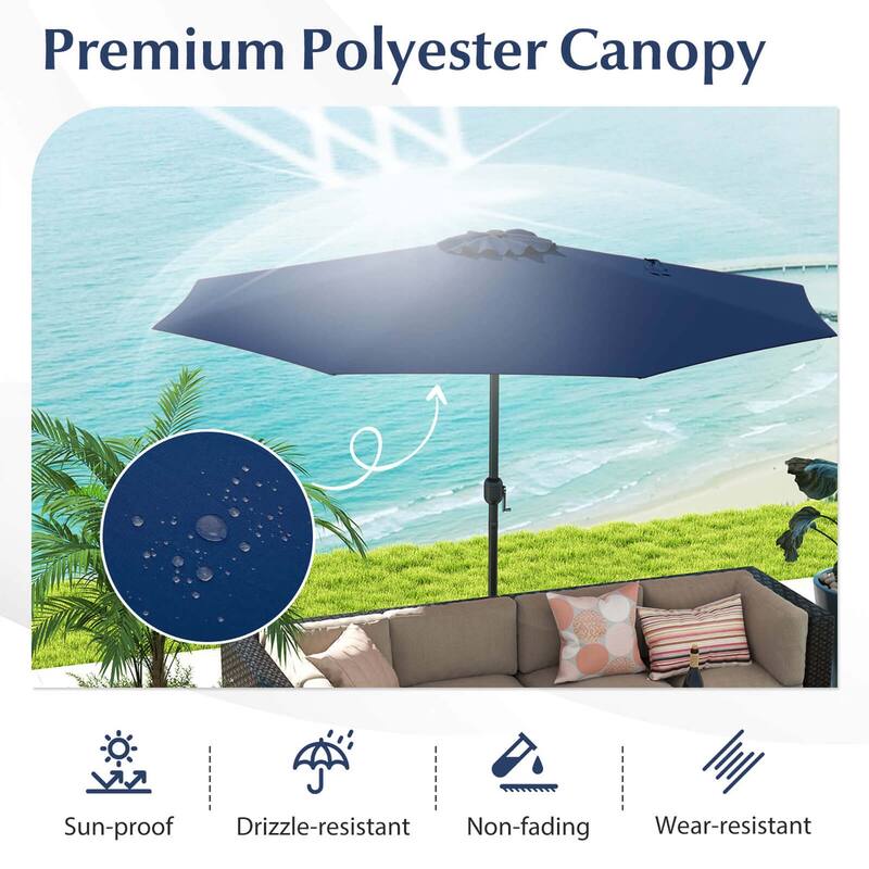 Costway 12 FT Patio Umbrella Outdoor Market Umbrella with Crank Handle