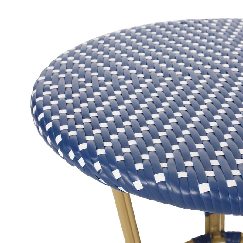 Picardy Outdoor Aluminum and Wicker Outdoor French Cafe Table by Christopher Knight Home - 21.75"L x 21.75"W x 28.50"H