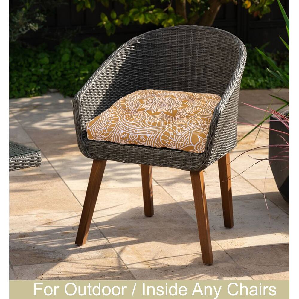 Indoor/Outdoor Chair Seat Cushion, Tufted, Weather, and Fade Resistant, 19" x 19"