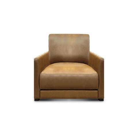 Raffa Top Grain Leather Contemporary Club Armchair