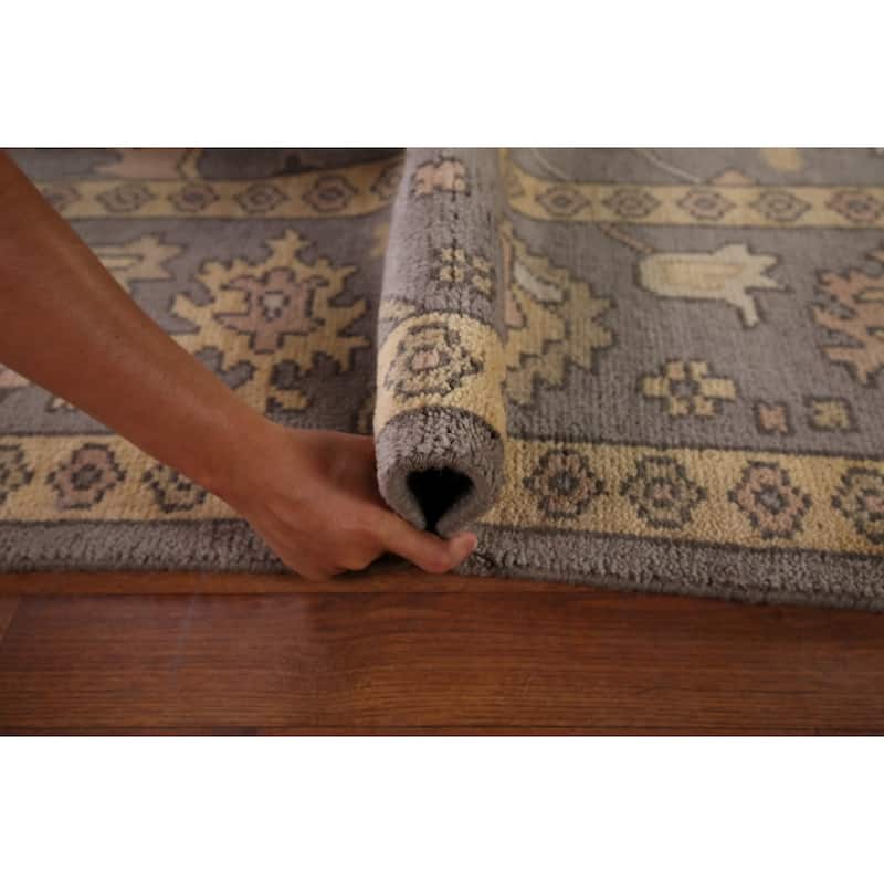 All-Over Grey Oushak Indian Area Rug Handmade Wool Carpet - 9'0"x 11'9"