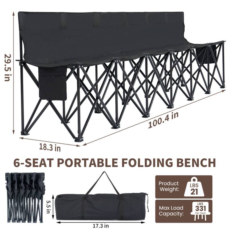 Portable Folding Soccer Benches for Team, 4/6/9 Seats with Carry Bag