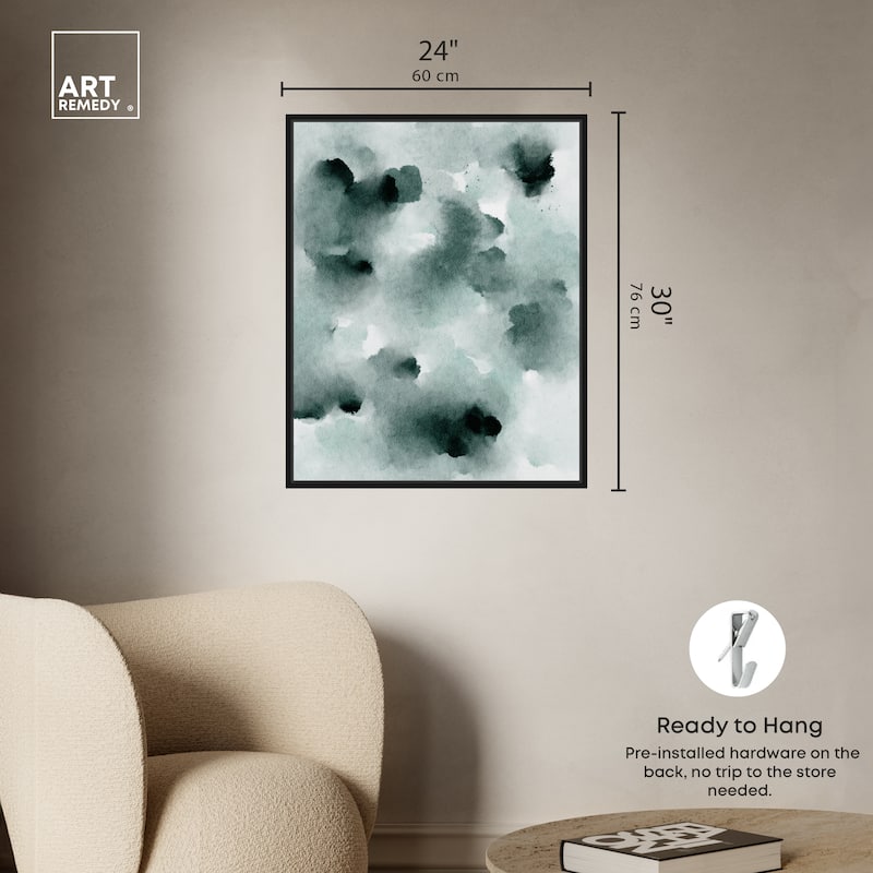 Art Remedy Diluted Smoke In The Snow Framed Watercolor Boho Abstracts
