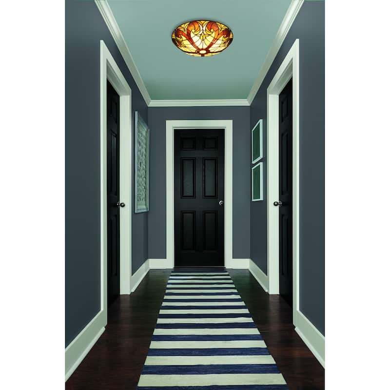 Tiffany Style Victorian Design 3-light Dark Bronze Flush Fixture - 4.7 inces high