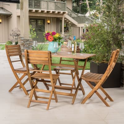 5-Piece Outdoor Acacia Wood Folding Dining Set
