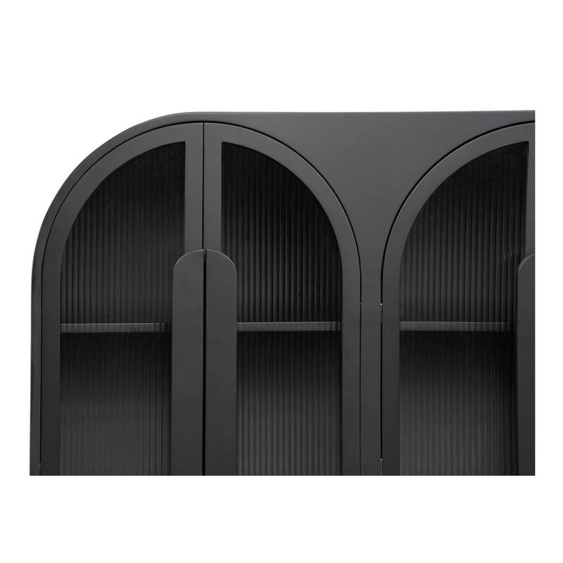 NADAAL STUDIOS Theron, Sideboard With Tempered Reed Glass Doors - 79"W x18"D x34"H
