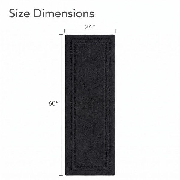 dimension image slide 6 of 13, Superior Solid Bordered Cotton Washable Non-Slip Bath Rug Runner or Rug Set