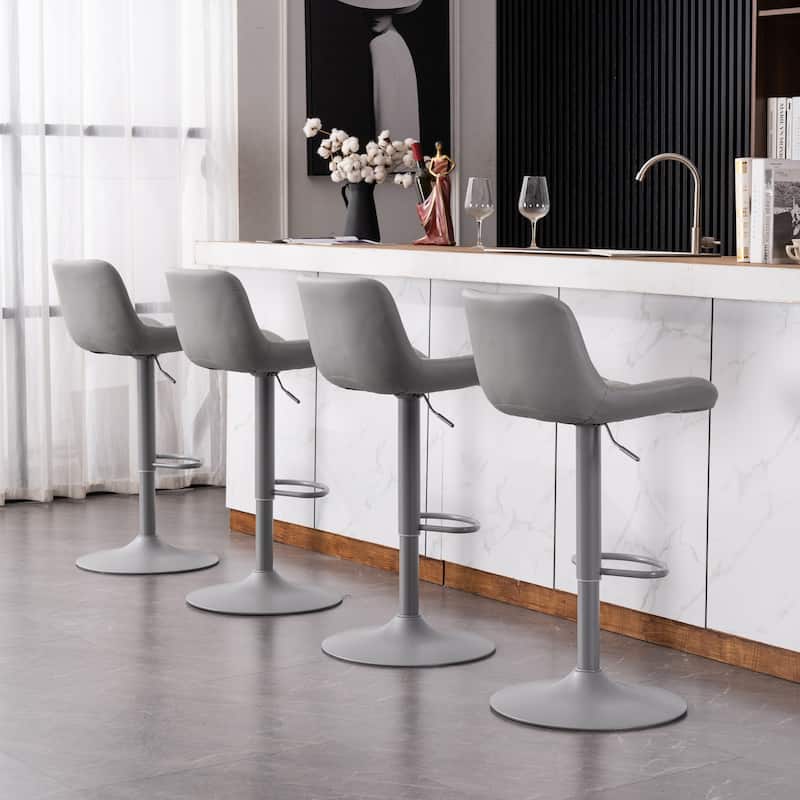 Modern Adjustable Swivel Bar Stools Counter Height Set of 2