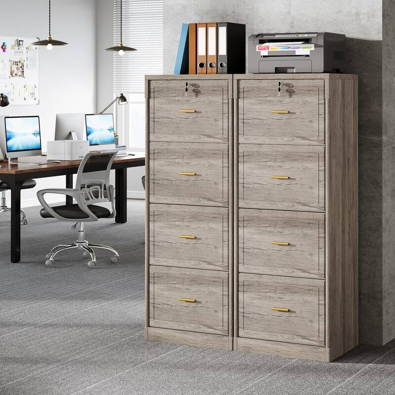 4-Drawer Vertical File Cabinet with Lock for A4/Letter/Legal Size