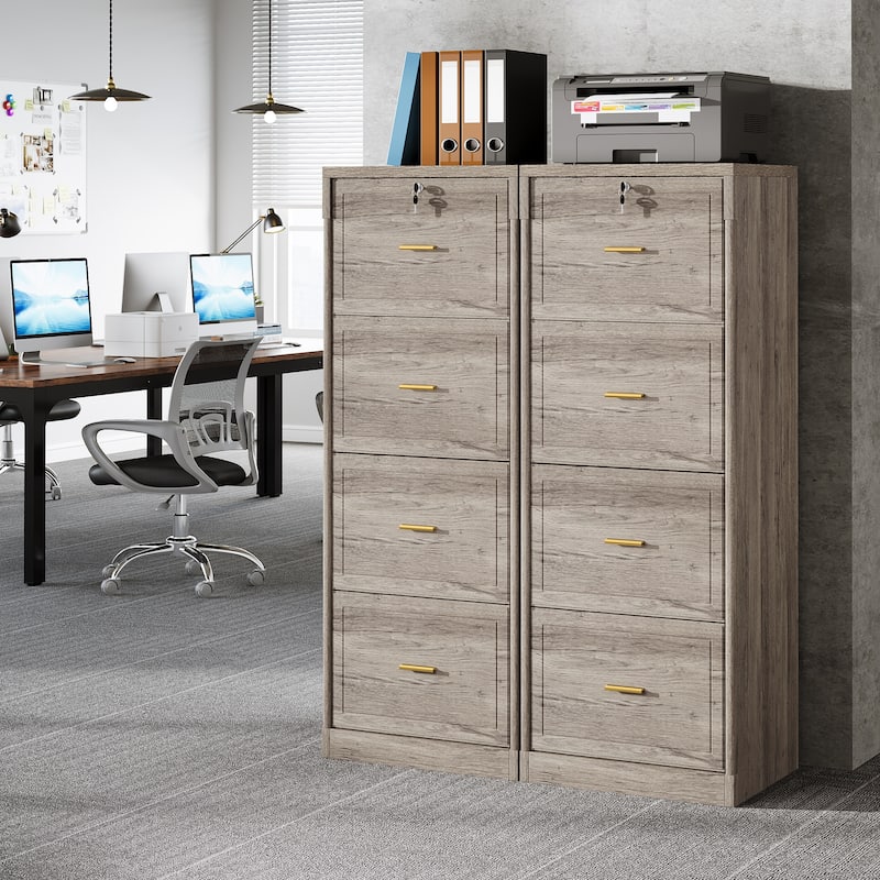 Vertical File Cabinet with 4 Drawers, Lockable Filling Cabinet with Key for Home Office
