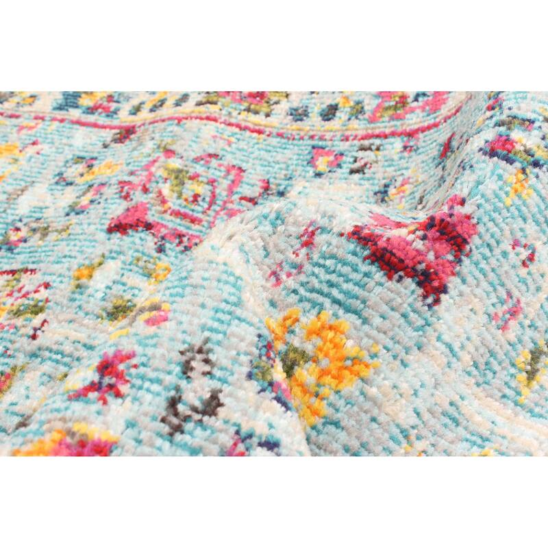 ECARPETGALLERY Machine Made Jasmine Blue Area Rug