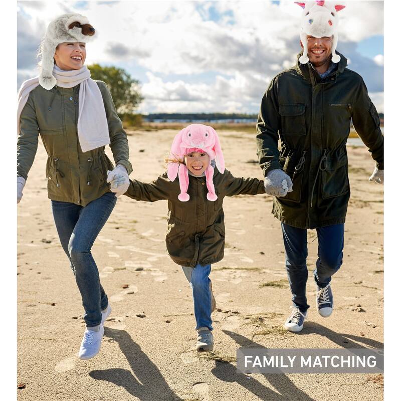 DolliBu Mix and Match Animal Plush Hat with Ear Flaps - Set of 4 - One Size