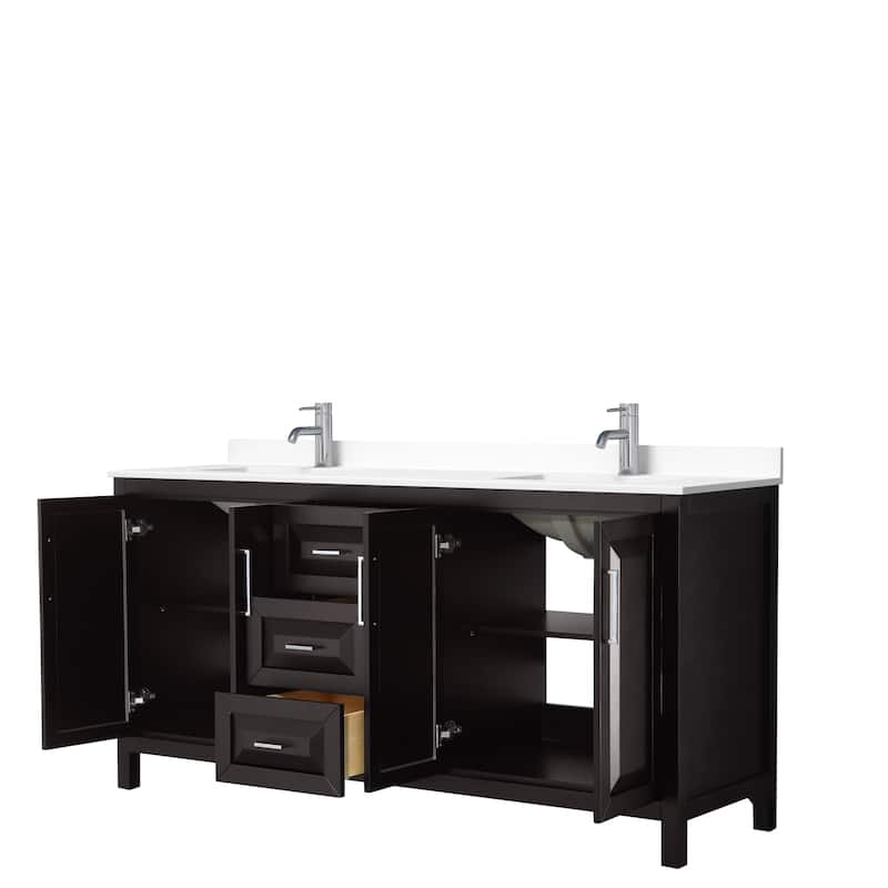 Daria 72 Inch Double Vanity, Cultured Marble Top