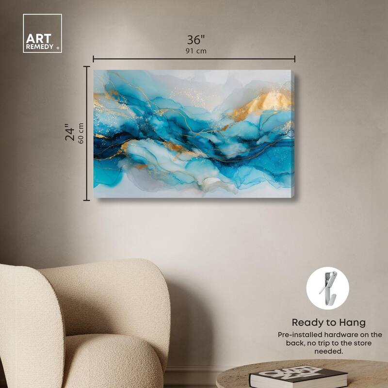 Ethereal Blue and Gold Canvas by Art Remedy, Gallery Wrapped