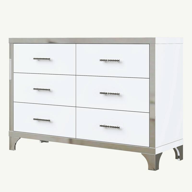 High Gloss Dresser with Metal Handle