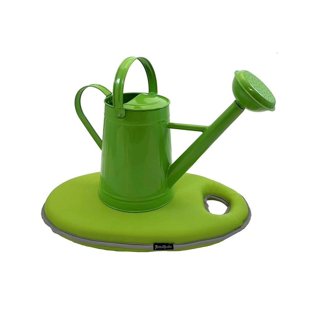 1.2 Gallon Traditional Metal Watering Can with 20"L x 12.25"W Memory Foam Kneeling Cushion