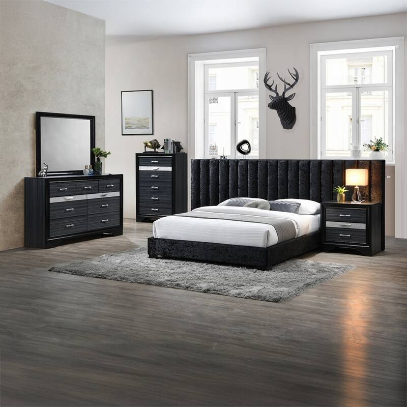 Nightstand with Pullout Jeweler Tray, Solid Wood Sofa Side Table, Storage Cabinet with Wooden Tabletop & 2 Drawers