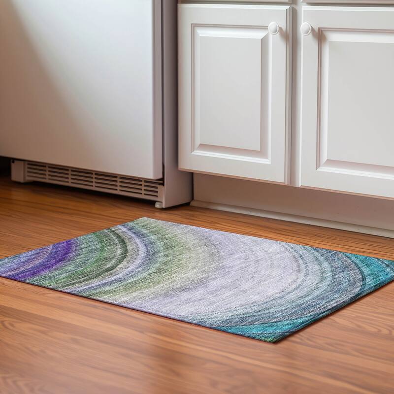 Premium Washable Super Soft Contemporary Arches Mayfield Rug - Teal - 1' 8" x 2' 6" - Rectangle