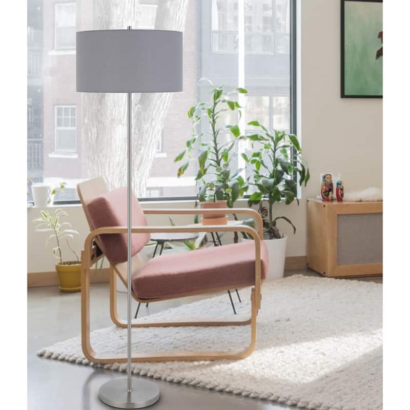 Cromwell 58.75" Height Brushed Steel Metal Floor Lamp - One Size