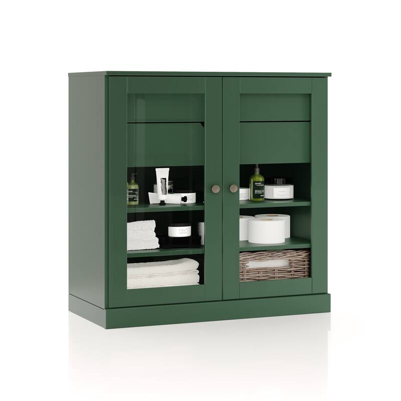 Palace Imports 100% Solid Wood 32" Bathroom Cabinet with Clear Glass Doors, 2-Drawers and Adjustable Shelves