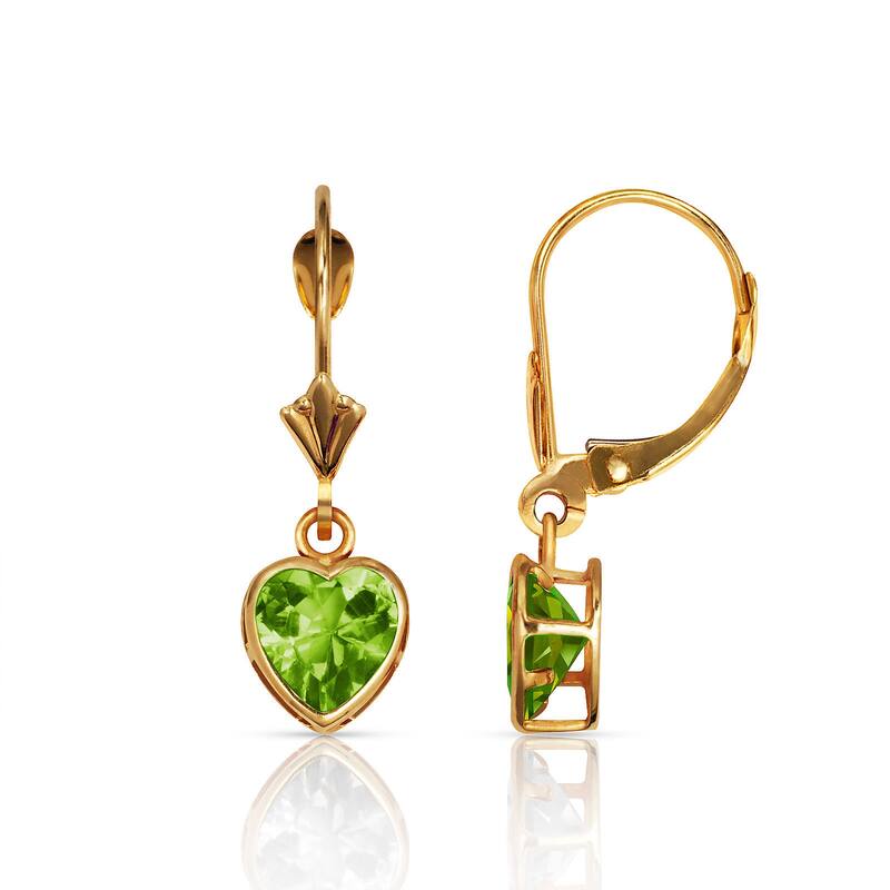 Curata Solid 14k Yellow Gold Birthstone Heart-Shaped Cubic Zirconia Bezel Dangle Leverback Earrings (6mm x 25mm)