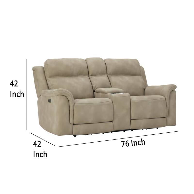 Corbin Power Recliner Loveseat, Sand Brown Faux Leather, Cupholders
