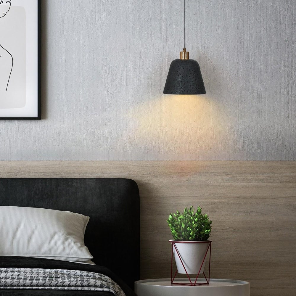 Ampla Modern Farmhouse 1-light Dome Pendant Light Black Gold Dimmable Kitchen Island Lighting